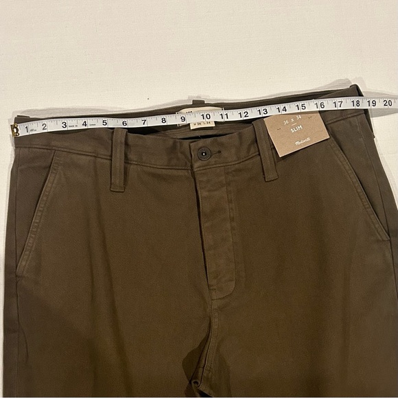 Madewell Men’s Slim Brushed Chino Pants Olive Colored Size 36 x 34 - Picture 8 of 14